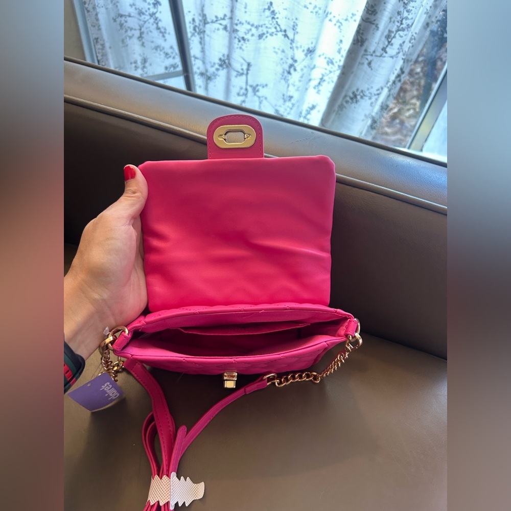 Hot Pink Quilted Crossbody Bag - Picture 10 of 16